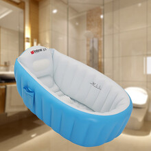 奎茗 环保婴儿充气浴盆洗澡盆婴儿游泳池儿童加厚浴盆 盈泰婴儿浴盆蓝色