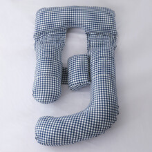 孕妇睡垫孕妇枕头护腰侧睡侧卧枕孕托腹抱枕睡觉神器U型怀孕期腰靠垫G夏季 水洗棉【蓝格】买一加8