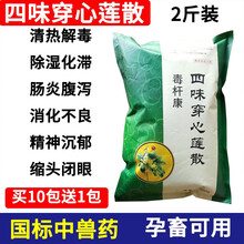 兽用四味穿心莲散 粉末鸡药猪药牛羊药家禽鸭鹅鸡用肠炎拉稀白痢小鸡预防药中药兽药 1000克  1包价