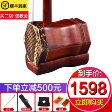 悟神韵二胡小叶紫檀 二胡初学练习专业演奏考级 纯手工蟒皮六方二胡 民族乐器 刻字二胡+全套配件