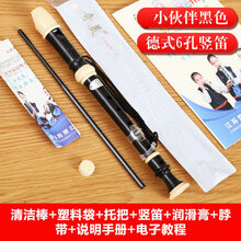 杉贝 SHANBEI 奇美竖笛德式高音小学生用初学者儿童入门笛子乐器抖音同款 【小伙伴】6孔 黑色