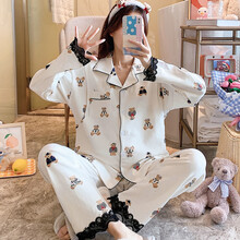 十月结晶 商场同款月子服春秋季纯棉产后8月份哺乳孕妇睡衣夏天7薄款产妇6住院家居9 99032小熊 M【建议80-100斤】