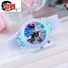 商店同款 儿童发光手表冰雪奇缘2艾莎公主闪灯表卡通夜光玩具表电子表生日礼物抖音网红 定制商品 蓝色冰雪奇缘 发光+夜光