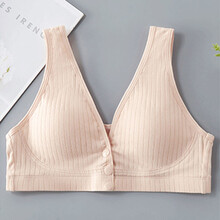 哺乳文胸无钢圈聚拢防下垂孕妇哺乳内衣怀孕期喂奶胸罩背心式 杏色 XL（38/85）