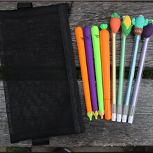 8支装六一可爱创意卡通小学生奖励礼品文具仿真水果蔬菜笔套装 8支水果+黑色网纱笔袋