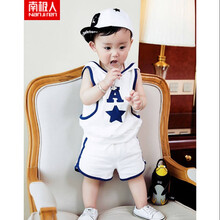 南极人 一岁半宝宝衣服2岁男孩衣服夏天婴幼儿宝宝夏装儿童套装2021中小男童棉潮背心休闲1-2-3岁 象牙白 100码建议身高95cm以下