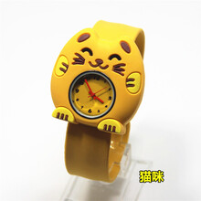 小绿龟儿童手表 绿水龟深海沙雕拍拍表果冻啪啪圈学生手表男女孩卡通电子表网红表 猫咪黄色