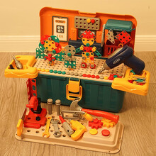 儿童工具箱玩具拧螺丝钉螺母拼装电钻拆卸拼装套装组合早教益智3-6岁男孩多功能仿真维修工具修理箱 六一儿童节礼物-双面螺丝钉工具箱