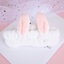 美道束发带女洗脸发箍绑发捆发卡头饰外出洗漱用敷面膜网红可爱不勒头 兔耳朵 白色 束发带