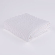 巴布豆婴儿棉纱布浴巾超柔吸水冬季加大厚毛巾被儿童宝宝洗澡巾 白色 105*105