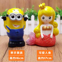 石膏娃娃涂色 儿童手工diy彩绘石膏娃娃 涂色公仔搪胶存钱罐绘画白胚搪瓷玩具 男孩套装二【+2套12色料4只画笔】