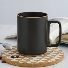 吉奈波佐见烧马克杯魄色林陶瓷杯 日本进口咖啡杯办公家用大水杯茶杯日式简约送朋友情侣乔迁礼物黑450ml