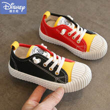 【JD物流】迪士尼 儿童帆布鞋小白鞋男童夏季透气春秋童鞋宝宝饼干鞋潮软底休闲板鞋 305 黑红 28码-内长18cm (适合脚长17.5cm)