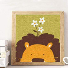 数字油画手工diy儿童油彩画填色小尺寸涂色填充水彩画画装饰 小狮子 20cm*20cm绷好加厚实木内框整套 实木内框-