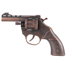 全金属左轮砸纸炮子纸炮玩具枪怀旧经典童年回忆成人玩具枪男孩生日礼物砸纸圈炮发令信号枪 左轮铜色