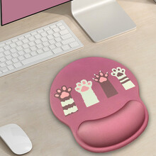 玲魅Linmath 鼠标垫护腕垫可爱动漫图案护腕鼠标垫办公游戏垫腕托护手护腕垫 四只猫爪腕鼠标垫