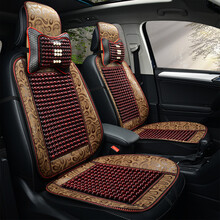 眰恦汽车坐垫套四季通用夏季凉垫全包围冰丝木珠亚麻荞麦壳布艺棉麻 图片颜色【下单备注车型】 吉利GX7/博瑞/缤越/缤瑞/博越