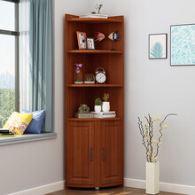 转角柜子储物柜墙角柜卧室餐厅客厅三角置物架角落收纳柜拐角边角Sivir 全柚木色60*60*184 组装