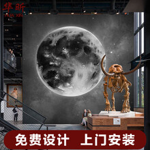 3D立体月球星空墙纸卧室电视背景墙布酒吧餐厅直播间拍照宇宙壁纸 环保纤维布