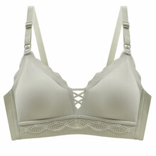 哺乳内衣薄款 哺乳文胸聚拢防下垂夏季薄款孕妇内衣怀孕期纯棉产后喂奶胸罩bra 绿色 M