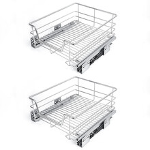 厨房橱柜304不锈钢拉篮抽屉开门式碗架400 450 500调味篮阻尼平篮 350柜体(内宽310-325mm)2个