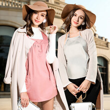 【顺丰发货】婧麒JOYNCLEON防辐射服孕妇装上班银纤维肚兜内穿衣服连衣裙围裙四季大码防护服 粉红色马甲+55%银纤维肚兜 L