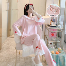 十月结晶 商场同款月子服夏季薄款纯棉产后喂奶孕妇睡衣8月份9大码家居服套装哺乳衣 D9951 粉色花边 M