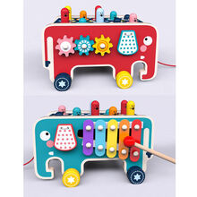 打地鼠游戏玩具幼儿童益智力婴儿早教1-3岁男孩女孩音乐玩具推车 新款大象打地鼠（敲琴+齿轮）