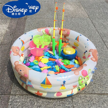 迪士尼迪士尼  儿童益智钓鱼玩具池套装 小猫磁性鱼广场小孩戏水宝宝钓鱼1-3-6岁 60透明小熊池20鱼2杆2网1桶1泵