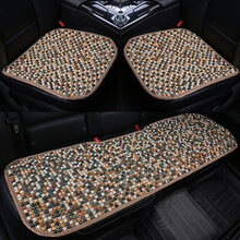 汽车坐垫夏季木珠凉垫新款普拉多霸道埃尔法汉兰达单片菩提子座垫 彩色三件套