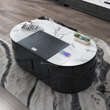 欧卡森 北欧简约岩板茶几组合一体现代家用客厅功夫升降多功能茶台组合 整装 【国产岩板】升降茶几(实木框架)