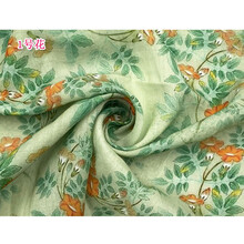 卓丽施夏季高端印花苎麻布料薄款碎花裤子复古连衣裙民族风旗袍服装面料 1号花 1米价