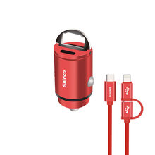 【京闪配送】新科 A02S车载充电器快充一拖二usb点烟器转换插头手机汽车车充 红色