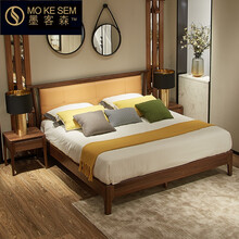 发木乐北美黑胡桃木床主卧实木床轻奢婚床皮软靠背环保1米8大床意式家具 黑胡桃木床 黑胡桃木床 黑胡桃木床(底箱）