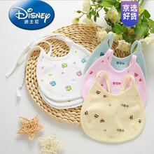 Disney/迪士尼官方品牌夏天小孩新生儿小围嘴男女宝宝系带口水巾纯棉防水围兜饭兜口水巾夏季薄款 男宝10条 纯棉款 颜色花型随机 0-2岁