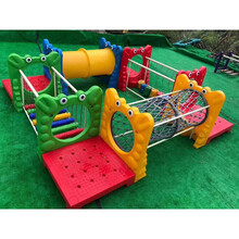 幼儿园室外儿童钻洞爬网组合体能训练感统平衡螃蟹塑料荡桥平衡木 运动组合二