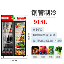 冷藏保鲜展示柜商用饮料啤酒柜单双开门立式市冰箱水果蔬菜冰柜定制YOUCONG 双门上机风冷无霜款918L
