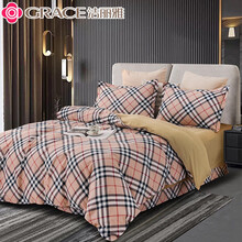 洁丽雅床上四件套全棉斜纹床品套件印花双人简约床上用品被套床单被罩枕套 四件套