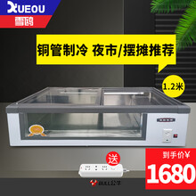 雪鸥台式海鲜柜铜管商用冰柜 冷藏展示柜卧式微冷冻移动摆摊夜宵烧烤摊冰柜玻璃移门保鲜柜不锈钢内胆 【铜管制冷】TCD-120A长1.2米前视窗白色灯