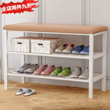 小媳妇换鞋凳鞋架 鞋柜门厅玄关柜穿鞋凳宿舍寝室家用门口后浴室穿鞋储物凳收纳简约矮凳子 换鞋凳带鞋架681-卡其色