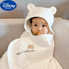 【好舒适】迪士尼刺绣纱布浴巾新生儿全棉6层纱布浴巾吸水宝宝浴巾婴儿包巾儿童带帽斗篷浴巾包被可裹 幸运虎浴巾六层纱布【A类品质】