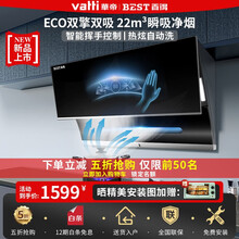 华帝 百得（BEST）侧吸式22立方大吸力 双吸智能感应自清洗智能联动一级能效家用抽油烟机E315C 天然气(12T)