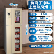 大容量消毒碗柜不锈钢台式商用小型厨房立式家用碗筷消毒柜YONNAILI定制 升级款150升金色+热风烘干+五层+沥水盘