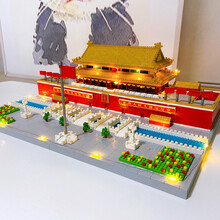 积木北京天安门微颗粒建筑模型拼装益智玩具高难度巨大型成年 升级版天安门4720颗（顺丰） 送灯光工具