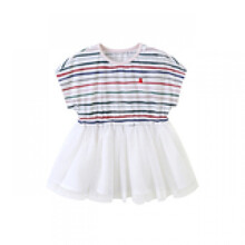 英氏儿童裙子夏季女宝宝短袖网纱拼接可爱连衣裙YRLCJ21191A01 YRLCJ21191A01 100cm