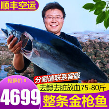 渔人百味 金枪鱼新鲜金枪生鲜鱼整条16-100斤南方蓝旗大目刺身去鳃去脏海鲜冷冻黄旗吞拿鱼健康轻食 金枪鱼整条75-80斤