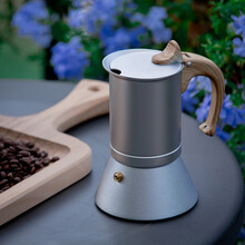 北欧意式家用摩卡壶食品级铝制咖啡壶咖啡机覆底咖啡壶电磁炉加热苏的 北欧风6杯微瑕疵 300ml