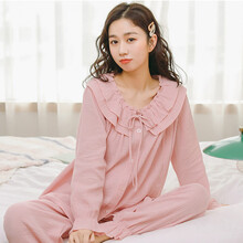 【清仓】家时光（HT-Home）月子服夏季透气哺乳睡衣纯棉纱布孕妇睡衣哺乳衣春秋薄款产妇喂奶衣 （100%棉）皮粉 M码 100-125斤（送运费险）