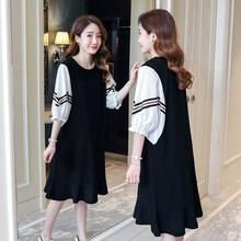 小兀 孕妇装夏装孕妇裙夏季夏天外穿孕妇连衣裙宽松大码孕妇裙子孕妈装 图片色 M