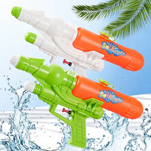 儿童水枪大容量高压喷水滋水呲水枪户外沙滩戏水玩具男孩女孩 34CM抽拉式喷射水枪【绿白两色随机】